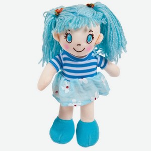 Кукла мягконабивная ABtoys в голубом платье 20 см