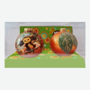 Елочные шары Коломеев Чебурашка оранжевые 8 см 2 шт