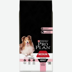Pro Plan корм для взрослых собак средних пород с чувствительной кожей, лосось и рис (3 кг)