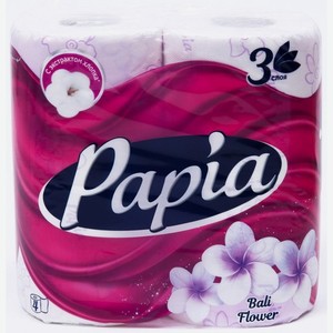 Бумага туалет.  Папия  Балийский цветок /Тропическая экзотика 3сл 4рул