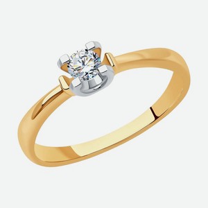 Кольцо SOKOLOV из комбинированного золота с бриллиантом 1012224, размер 17.5