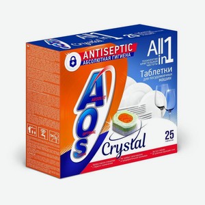 Таблетки для посудомоечных машин Aos Crystal All in 1 25шт