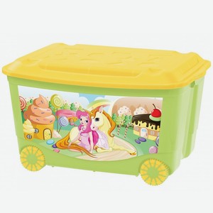 Ящик для игрушек Пластишка на колесах 50 л зеленый