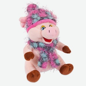 Мягкая игрушка Abtoys «Свинка в розовых шарфике и шапочке» 17 см