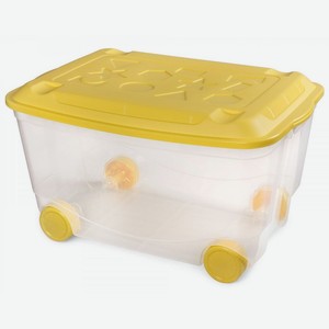 Ящик для игрушек Пластишка на колесах 50 л желтый