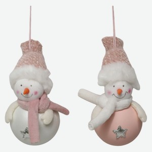 Украшение новогоднее Santa s World снеговики розовые 12см арт.22C-5069 F1.F2