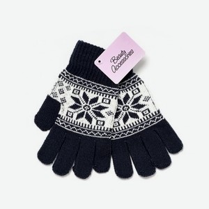 Женские перчатки Atto , черные со снежинками , M