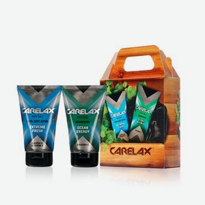 Мужской набор Carelax ( гель для душа   Extreme Fresh   150мл + шампунь для волос   Ocean Energy   150мл + мочалка - шар Aqua Joy )