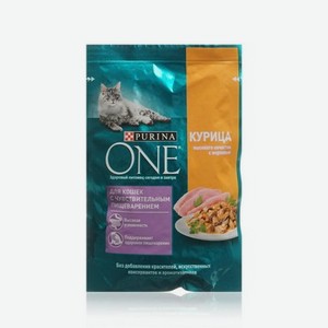 Влажный корм для кошек с чувствительным пищеварением Purina One с курицей и морковью 75г