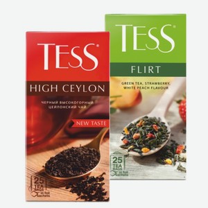 Чай «Tess»: Flirt green, High Ceylon черный; 25 пакетиков