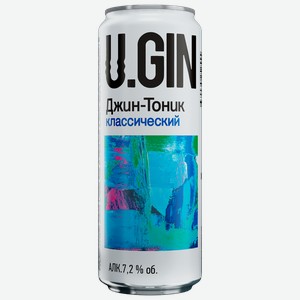 Коктейль U.Gin джин-тоник классический слабоалкогольный газированный 7,2%, 450 мл