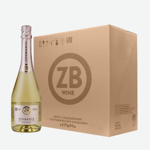 Вино игристое белое полусухое ZB Spumante White Semidry (6 шт.) 0.75 л