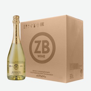 Вино игристое белое полусладкое ZB Moscato White Semisweet (6 шт.) 0.75 л
