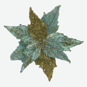 Цветок пуансеттия ChristmasDeLux зеленая-золотая, 20см Таиланд