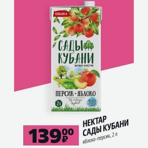 НЕКТАР САДЫ КУБАНИ яблоко-персик, 2 л