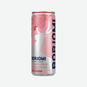 Напиток Borjomi Flavored Water земляника-полынь сильногазированный, 330 мл, металлическая банка
