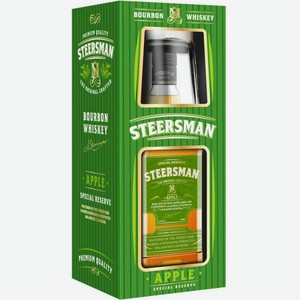Коктейль Steersman Apple + бокал в подарочной упаковке 35 % алк., Россия, 0,7 л