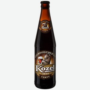 Пивной напиток Velkopopovicky Kozel Cerny темный пастеризованный 3.7% 0.5 л, стеклянная бутылка