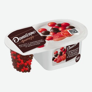 Йогурт Даниссимо Фантазия клубника-шоколад с рисовыми шариками 6,9% 105 г