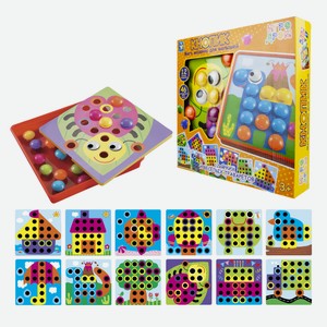 Развивающая игрушка-мозаика 1Toy «Игродром. Кнопик» 46 кнопок, 12 трафаретов