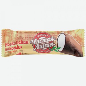 Мороженое Чистая Линия Московская Лакомка пломбир в шоколадной глазури, батончик, 80 г