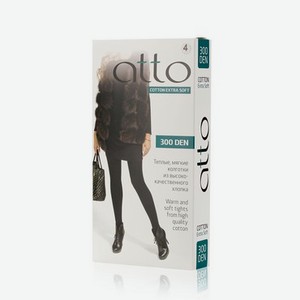 Хлопковые колготки Atto Cotton женские 300den черные 4 размер