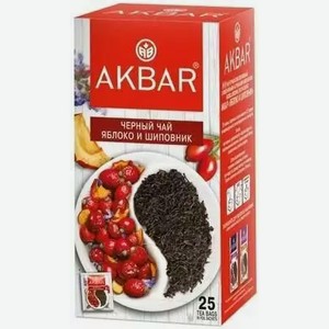 Чай черный AKBAR ЯБЛОКО И ШИПОВНИК 25ПАКх1,5Г