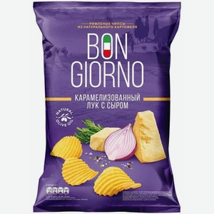 Чипсы картофельные Bon Giorno карамелизованный лук с сыром, 80 г