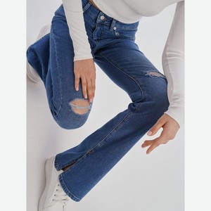 Облегающие джинсы клеш с разрезами