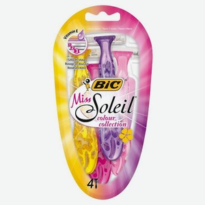 Бритвенный станок Bic Miss Soleil Colour Collection женский 3 лезвия, 4 шт
