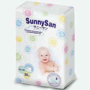 Пеленки впитывающие SunnySan с рождения 60х40 см 30 шт.