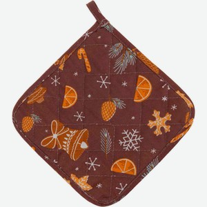Прихватка Лён наш от Василисы Рождество цвет: коричневый/оранжевый, 20×20 см