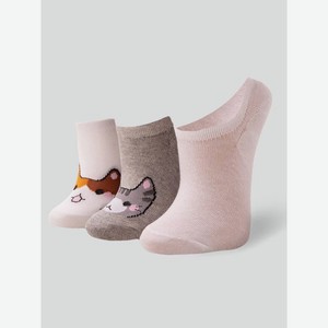 Набор коротких носков с принтом кошки - 3 пары