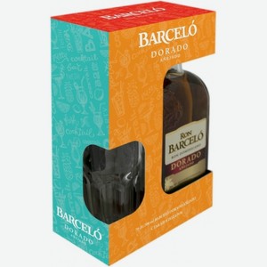 Ром Barcelo Dorado в подарочной упаковке со стаканом, 0.7 л