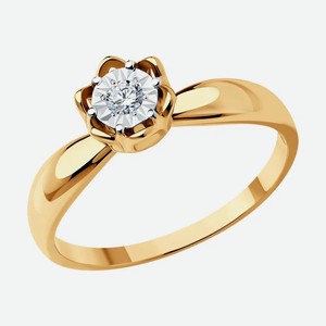 Кольцо SOKOLOV из комбинированного золота с алмазной гранью с бриллиантом 1011697, размер 18