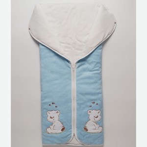 Конверт-одеяло Папитто на молнии с вышивкой, голубое