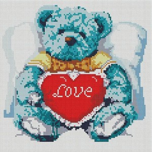Алмазная мозаика Белоснежка «Медвежонок с сердцем» на подрамнике 30 х 30 см