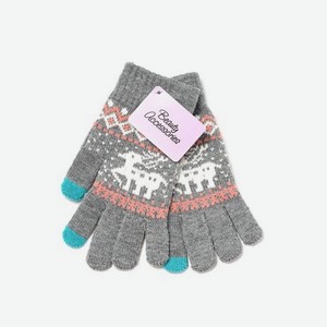 Женские перчатки Atto , серые с оленем , M