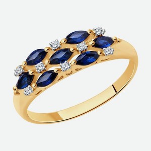 Кольцо SOKOLOV Diamonds из золота с бриллиантами и сапфирами 2010670, размер 16