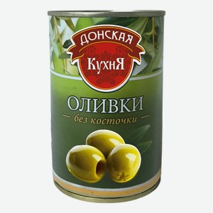 Оливки Донская Кухня зеленые средние с косточкой 280 г