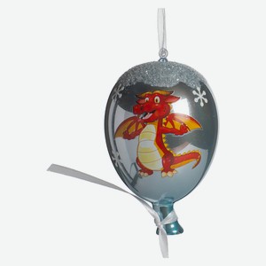 Шар  Дракон на шаре  Santa s World (Символ года), 7*7*10,5см. серебристый арт.SY99019