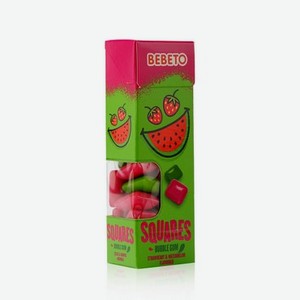 Жевательная резинка Bebeto   Squares   со вкусом арбуза и клубники 31г