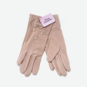 Женские перчатки Atto , розовые с жемчугом и бантиком , M