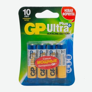 Батарейки GP Ultra Plus алкалиновые (щелочные) тип АА (LR6) 4 шт
