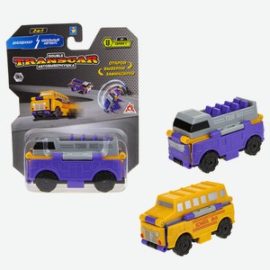 Игрушка транспортная 2 в 1 1Toy Транспорт наземный «Transcar Double. Даблдэккер-Школьный автобус» без механизмов