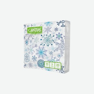 Салфетки бумажные Gratias Морозные снежинки 3-слойные 33 см 20 л