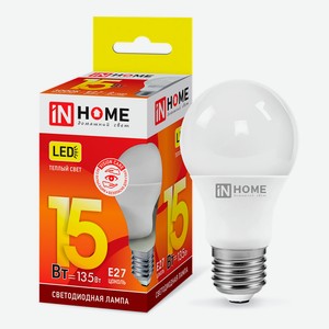 Лампа светодиодная IN HOME 15Вт-230В-3000К–E27, колба А60