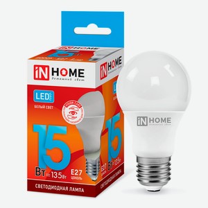 Лампа светодиодная IN HOME 15Вт-230В-4000К–E27, колба А60