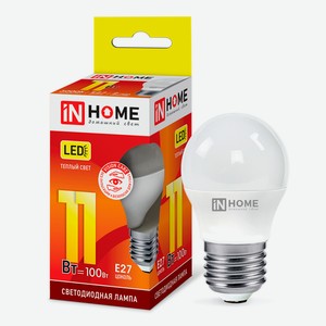 Лампа светодиодная IN HOME 11Вт-230В-3000К–E27, колба P45 шар