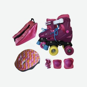 Набор: сумка, ролики, защита, шлем ASE-Sport COMBO-QUAD розовый S (29-32)